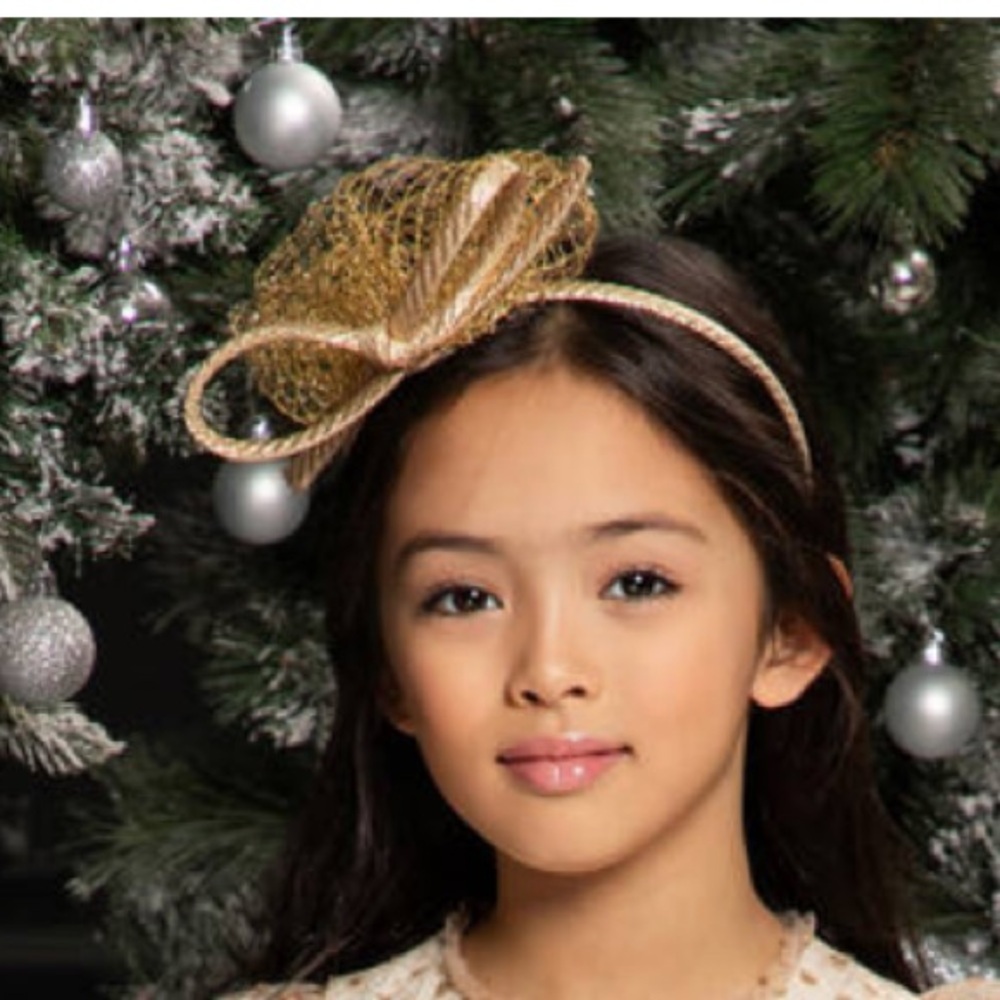Girls Gold Bow Fascinator Hairband